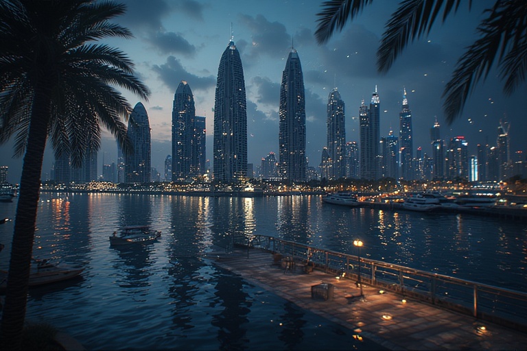 Scenic view of Dubai Marina during evening city tour